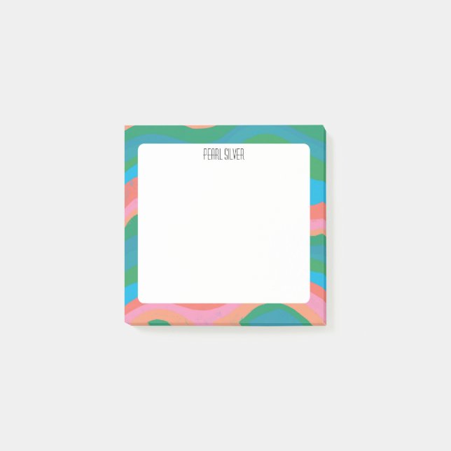 Notas Post-it® Curvas coloreadas Moda PERSONALIZADO Monograma per (Anverso)
