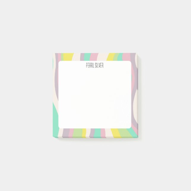 Notas Post-it® Curvas Pastel Moda PERSONALIZADO Monograma persona (Anverso)