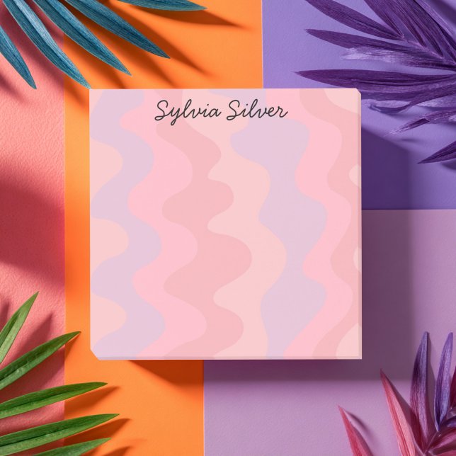 Notas Post-it® Curvas rosadas Moda PERSONALIZADO Monograma person (Pink Curves Waves CUSTOM Chic Monogram Personalized Post-it Notes
)