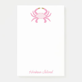 Notas Post-it® Custom Chic Pink Crab | Coastal Sticky Notes