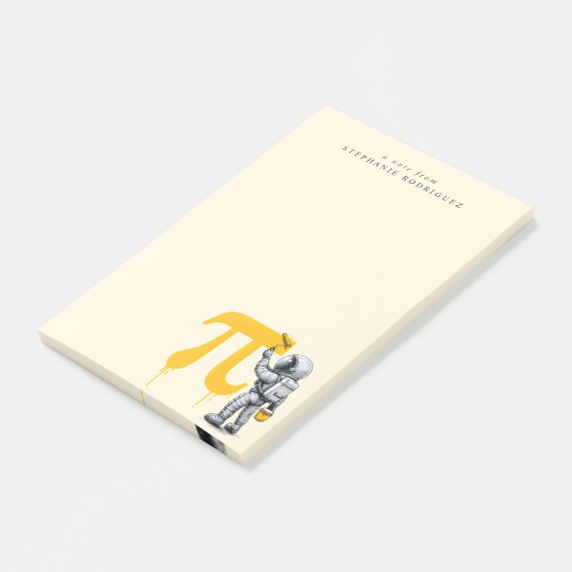 Notas Post-it® Custom Cool Astronaut Painting Pi Symbol Pi Day  (En perspectiva)