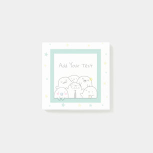 Notas Post-it® Custom Cute Ghost Family Girly Green Design