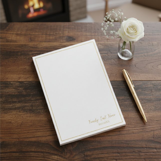 Notas Post-it® Custom Family Last Name Gold Border Notes (Subido por el creador)