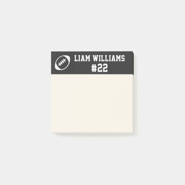 Notas Post-it® Custom Football Player Name & Number Black Trendy  (Anverso)