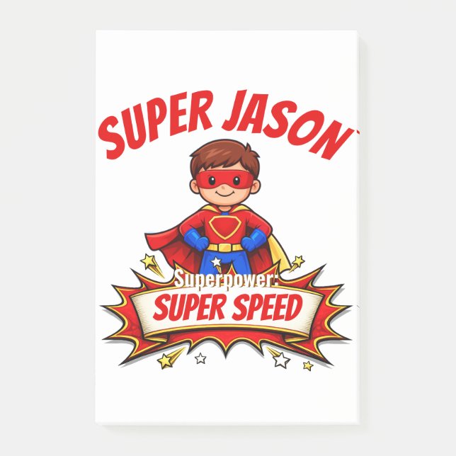 Notas Post-it® Custom Kids Superhero Name & Superpower (Anverso)
