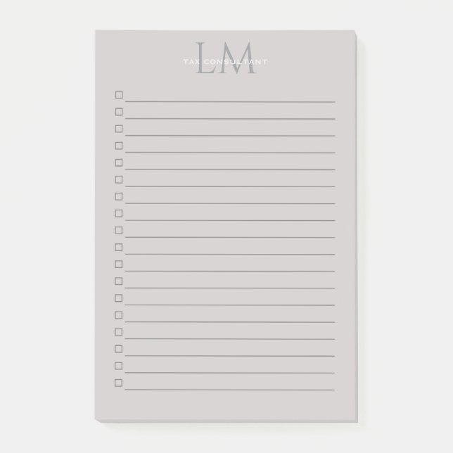 Notas Post-it® Custom Monogram Gray Taupe (Anverso)