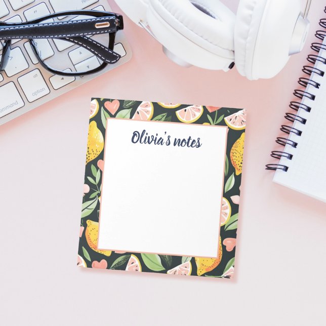 Notas Post-it® Custom Name Chic Lemon Citrus Fruits (Subido por el creador)