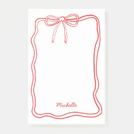 Notas Post-it® Custom Name Cute Coquette Red Ribbon Frame