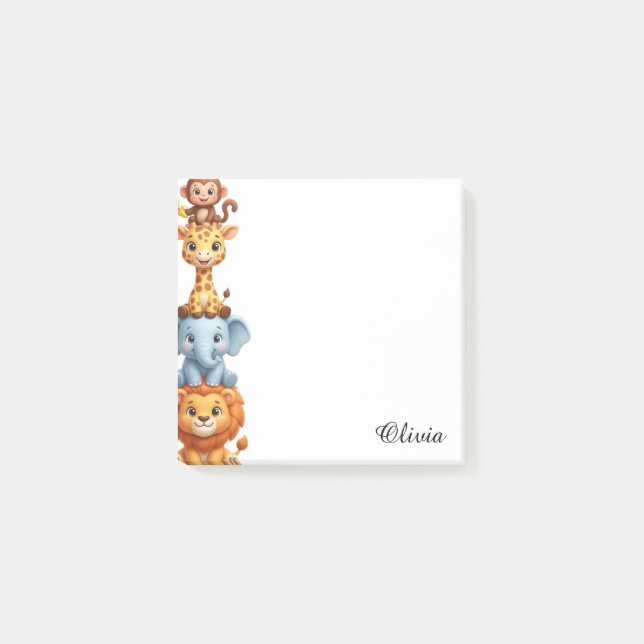 Notas Post-it® Custom Name Safari Animals Personalized Jungle (Anverso)