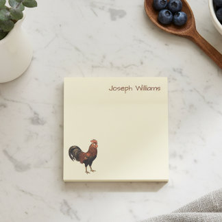 Notas Post-it® Custom Name with Vintage Rooster Art Sticky Notes