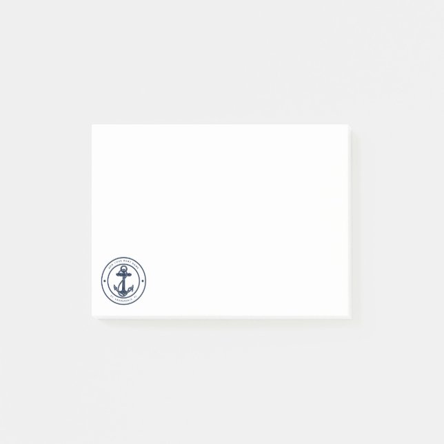 Notas Post-it® Custom Nautical Anchor Boat Name (Anverso)