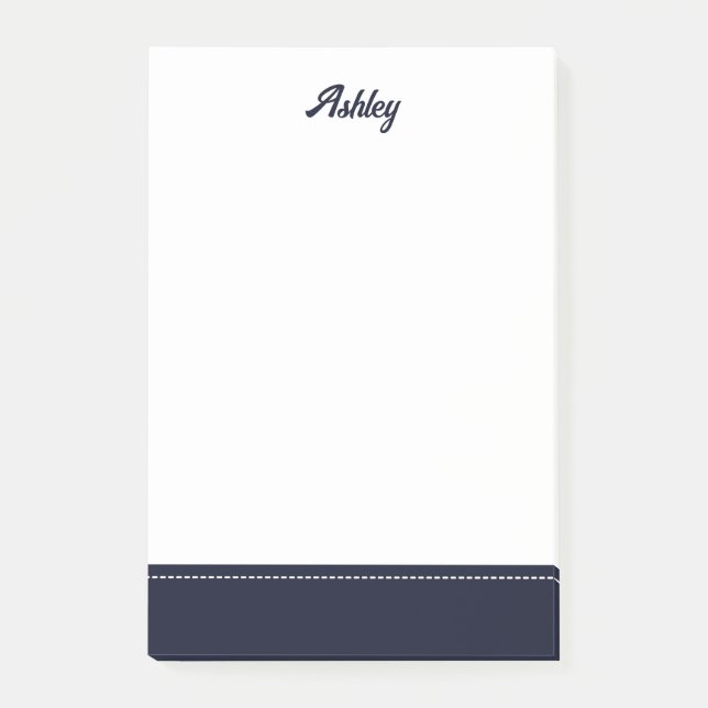 Notas Post-it® Custom navy blue white personalized preppy stylish (Anverso)