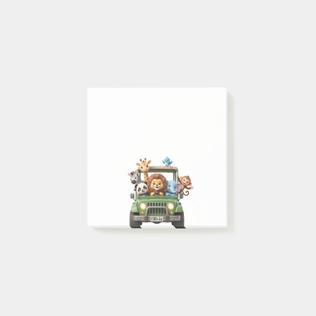 Notas Post-it® Custom Safari Adventure Jungle Jeep Sticky Notes (Anverso)