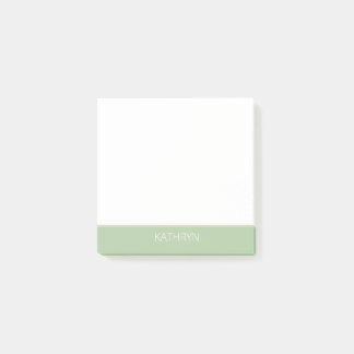 Notas Post-it® custom solid sage green natural brown line