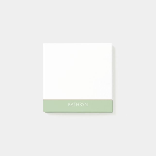 Notas Post-it® custom solid sage green natural brown line (Anverso)