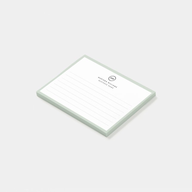 Notas Post-it® Custome Mínimo Monograma Post-it Notes (En perspectiva)