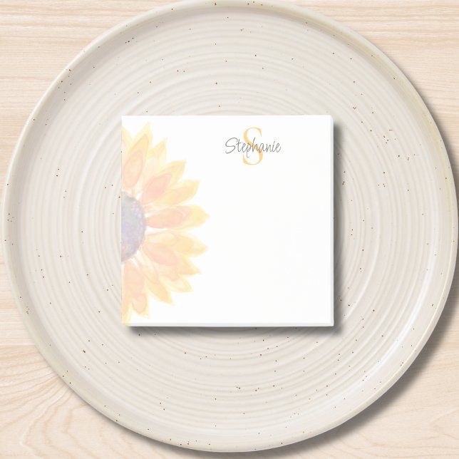 Notas Post-it® Customized Monogram Sunflower (Subido por el creador)