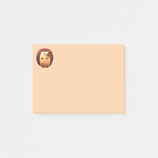 Notas Post-it® Cuta acuarela Hedgehog Animal & Flowers (Anverso)
