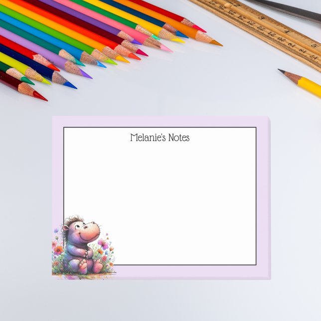 Notas Post-it® Cuta acuarela Hippo (Subido por el creador)