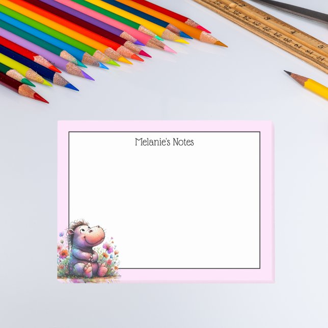 Notas Post-it® Cuta acuarela Hippo (Subido por el creador)