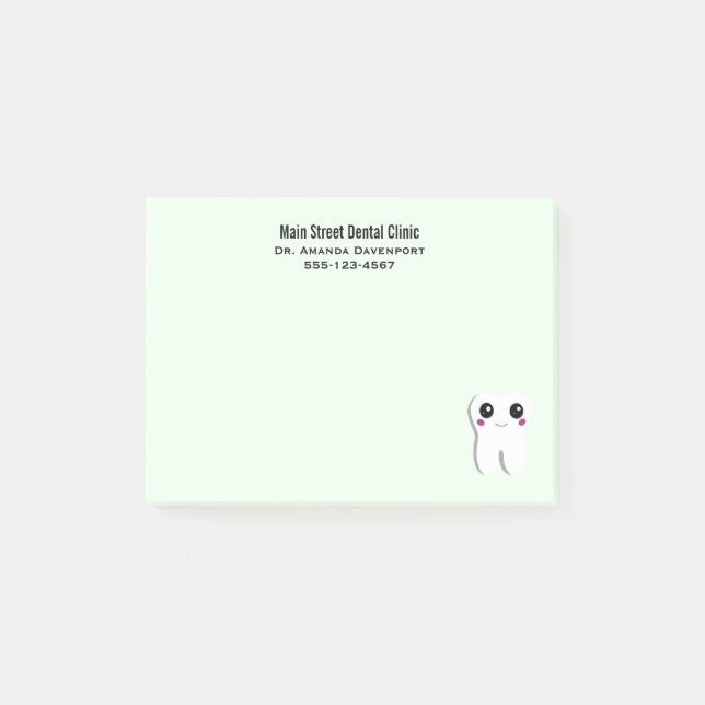 Notas Post-it® Cuta dental dental dental sonriente feliz (Anverso)