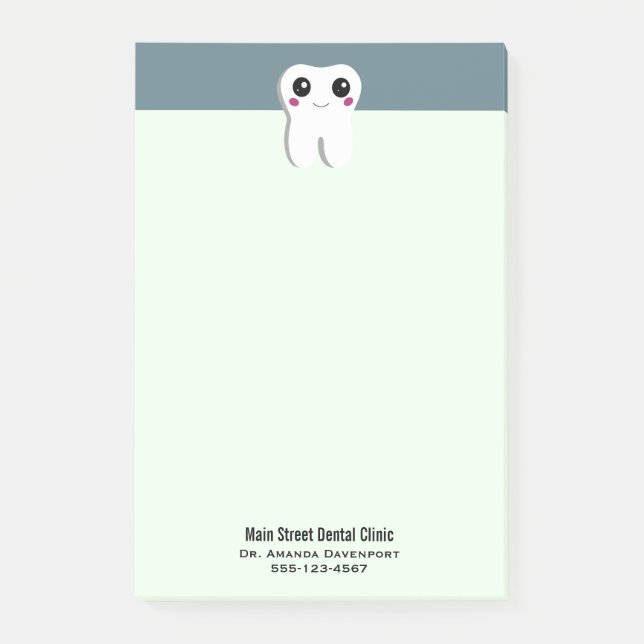 Notas Post-it® Cuta dental dental dental sonriente feliz (Anverso)