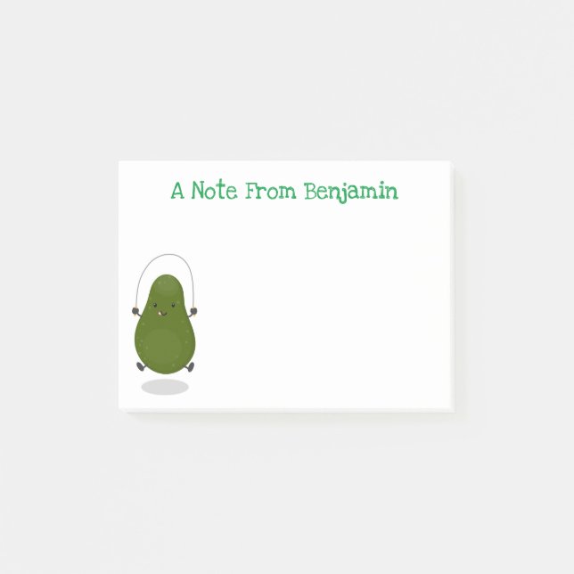 Notas Post-it® Cute aguacate salto cuerda personalizado ilustraci (Anverso)