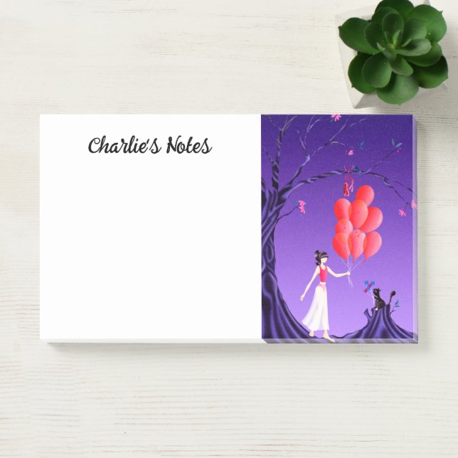 Notas Post-it® Cute Ballerina & Cat Night Sky Post-It Notes (Oficina)