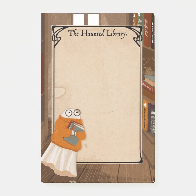 Notas Post-it® Cute bibliotecarian Ghost Spooky notepad (Anverso)