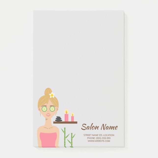 Notas Post-it® Cute Blonde Spa Mujer Ilustracion Spa Negocios (Anverso)