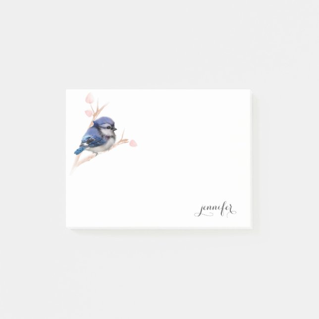 Notas Post-it® Cute Blue Jay Birds Post it Note (Anverso)
