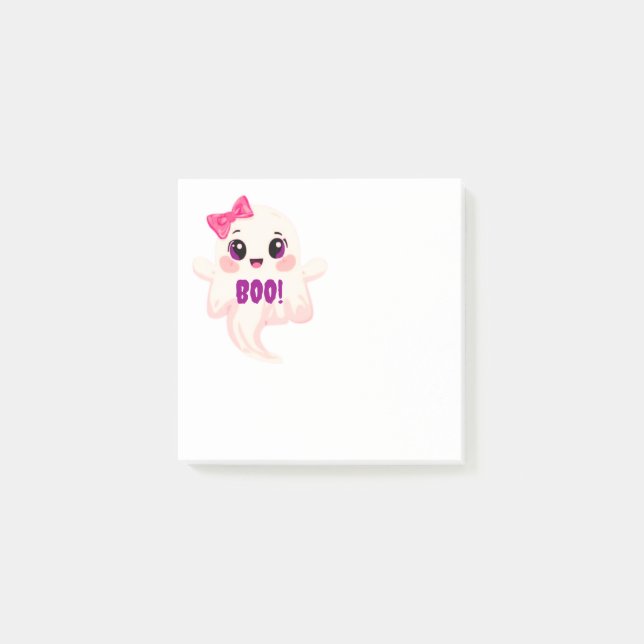 Notas Post-it® Cute Boo femenina! Fantasma (Anverso)
