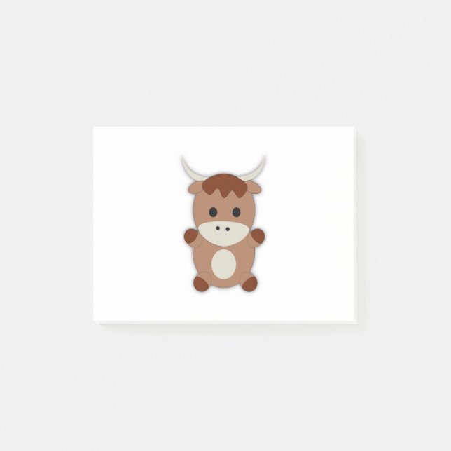 Notas Post-it® Cute Brown Cow (Anverso)