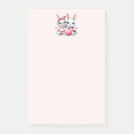 Notas Post-it® Cute Bunnies Sharing a Heart