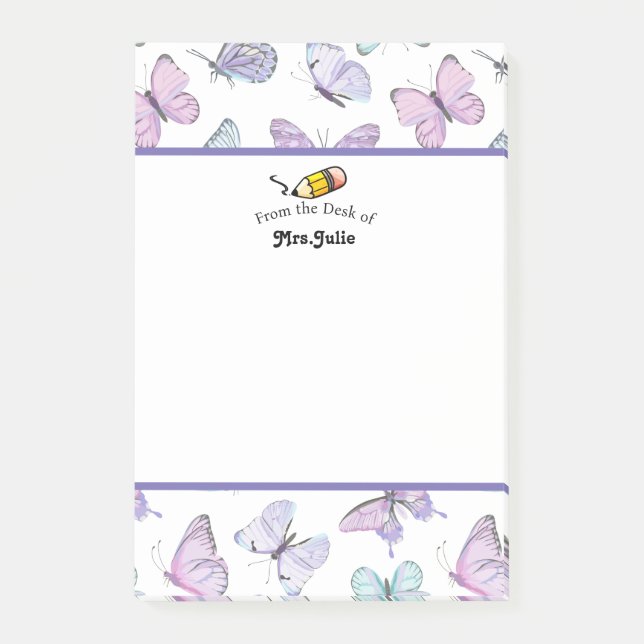 Notas Post-it® Cute Butterfly con estampado personalizado (Anverso)