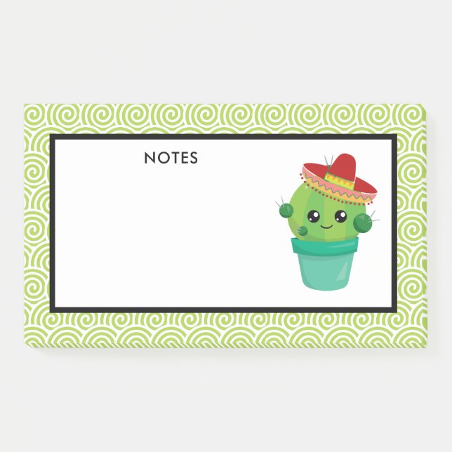 Notas Post-it® Cute Cactus en un Sombrero (Anverso)