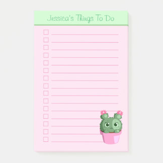 Notas Post-it® Cute Cactus Planta Personalizada Llenado Cosas Que