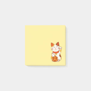 Notas Post-it® Cute Calico Maneki Neko con D20 dados