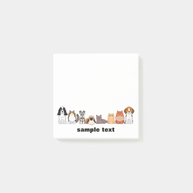 Notas Post-it® cute cartoon dogs and cats post it (Anverso)