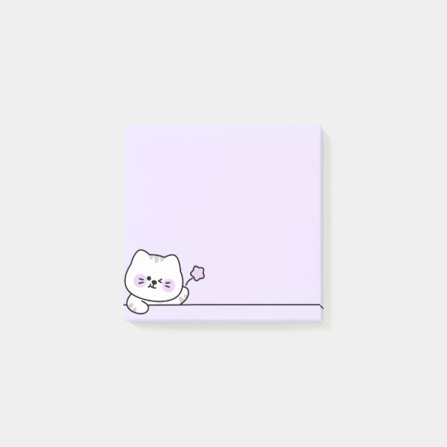 Notas Post-it® Cute Cat with Flower (Anverso)
