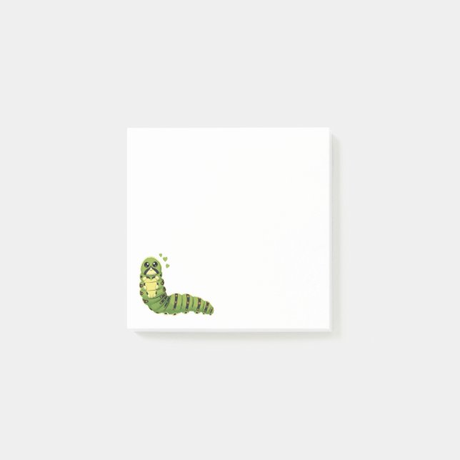 Notas Post-it® Cute Caterpillar with Hearts (Anverso)