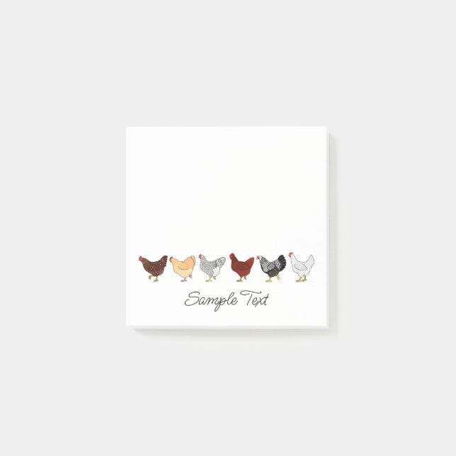 Notas Post-it® cute chickens in a row (Anverso)