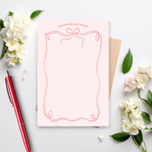 Notas Post-it® Cute Coquette Bow and Ribbon Custom Name (Subido por el creador)