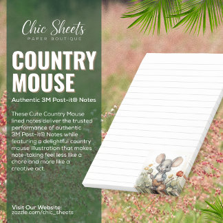 Notas Post-it® Cute Country Mouse Lined 3M Post-it® Notes