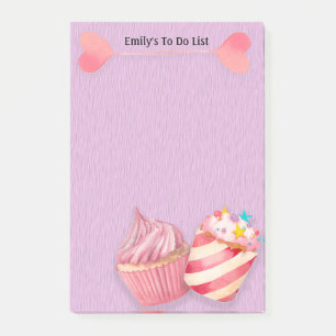 Notas Post-it® Cute Cupcakes y Chupachups en Lista de Tareas Mora