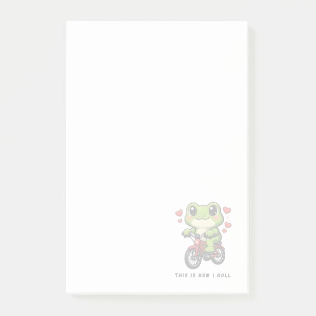 Notas Post-it® Cute Cycling Frog | Kawaii Frog Bicycle Art (Anverso)