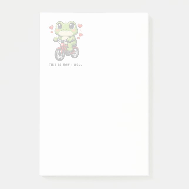 Notas Post-it® Cute Cycling Frog | Kawaii Frog Bicycle Art (Anverso)