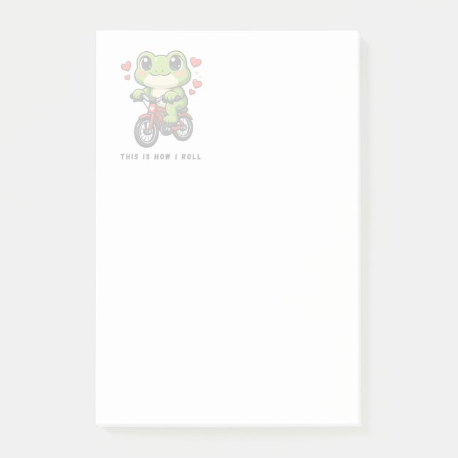 Notas Post-it® Cute Cycling Frog | Kawaii Frog Bicycle Art (Anverso)