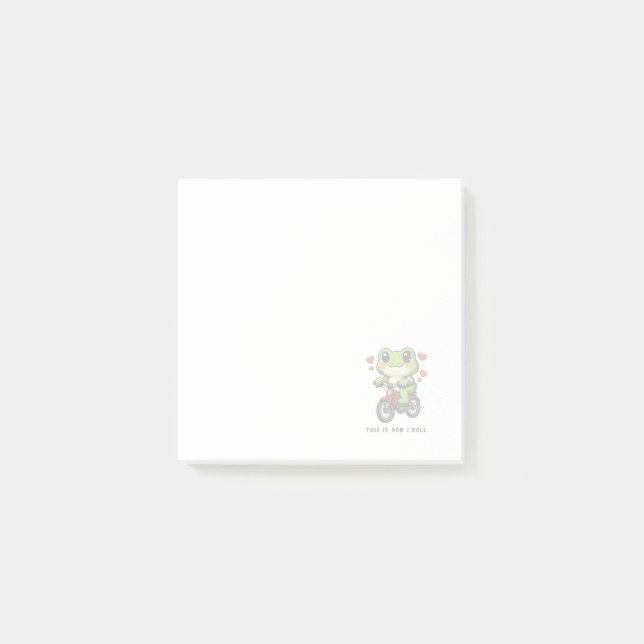 Notas Post-it® Cute Cycling Frog | Kawaii Frog Bicycle Art (Anverso)