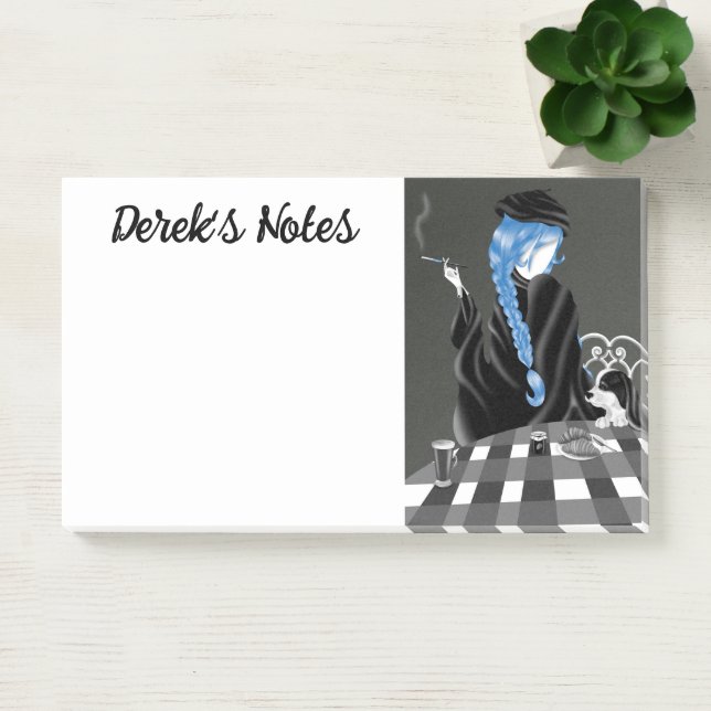 Notas Post-it® Cute Dog & Chica en Café in Paris Post-It Notes (Oficina)